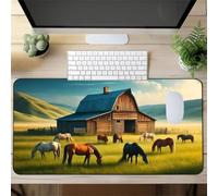 Gaming Mouse Mat Farm Horse, Large mouse Pad 600x400mm Thickness 2MM, Improved Precision and Speed, Non-Slip Base Mousepad with Stitched Edges for Gaming, Office & Home