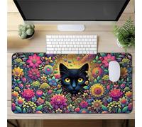 Gaming Mouse Mat Grass Cat, Large mouse Pad 900x400mm Thickness 2MM, Improved Precision and Speed, Non-Slip Base Mousepad with Stitched Edges for Gaming, Office & Home