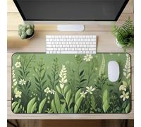 Gaming Mouse Mat Green Plants, Large mouse Pad 1500x800mm Thickness 2MM, Improved Precision and Speed, Non-Slip Base Mousepad with Stitched Edges for Gaming, Office & Home