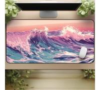 Gaming Mouse Mat Huge Waves, Large mouse Pad 600x300mm Thickness 3MM, Improved Precision and Speed, Non-Slip Base Mousepad with Stitched Edges for Gaming, Office & Home
