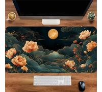 Gaming Mouse Mat Peony Print, Large mouse Pad 600x400mm Thickness 3MM, Improved Precision and Speed, Non-Slip Base Mousepad with Stitched Edges for Gaming, Office & Home