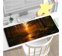Gaming Mouse Mat Tree Stream, Large mouse Pad 700x400mm Thickness 3MM, Improved Precision and Speed, Non-Slip Base Mousepad with Stitched Edges for Gaming, Office & Home