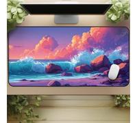 Gaming Mouse Mat Waves Reefs, Large mouse Pad 700x300mm Thickness 3MM, Improved Precision and Speed, Non-Slip Base Mousepad with Stitched Edges for Gaming, Office & Home
