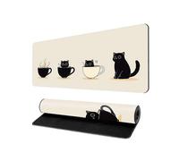 Gaming Mouse Pad 900 x 400mm Optimized for Sensor, High Precision and Speed with Stitched Edges and Non-Slip Base (Three Cats)