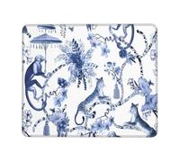 Gaming Mouse Pad Chinoiserie Blue And White Chinese Style Leopard Monkey Lavabile Tappetino per Mouse Portatile Accessori Gaming per Ufficio Pc Computer 10X12In