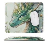 Gaming Mouse Pad Green Dragon Head Green Leaves Cute Antiscivolo Tappetino Mouse Gaming Durevole Accessori Gaming per Sensori da Gioco Laptop Computer 10X12In