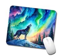 Gaming Mouse Pad Howling Wolf And Northern Light Watercolor Lavabile Mouse Pad Soffice Accessori Gaming per Computer Sensori da Gioco Ufficio 10X12In