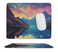 Gaming Mouse Pad Landscape Mountains And Rivers Galaxy Painting Antiscivolo Tappetino Scrivania Durevole Mousepad per Laptop Mac Pc 10X12In