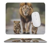 Gaming Mouse Pad Lion Father And Son Walking Cute Soffice Tappetino Mouse Gaming Durevole Mousepad per Computer Mac Ufficio 10X12In