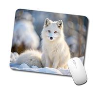 Gaming Mouse Pad White Fox in The Snow Bordi Cuciti Tappetino per Mouse Portatile Mousepad per Pc Laptop Sensori da Gioco 10X12In