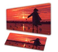Gaming mouse pad, XXL mouse pad, non slip keyboard stitching edge, office and gaming enthusiast laptop protection office pad, sunset scenery mousepad (B, 80-40-3C)