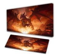 Gaming mouse pad, XXL mousepad, non slip keyboard stitching edge, laptop protection office pad for teenage anime and gaming enthusiasts, Fire Dragon mousepad (900-400-3cm)