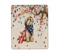 Gaming Mousepad, 4Th of July Independence Day Shih Tzu Dog Puppy Dog Tappetino Mouse Gaming Base in Gomma Gaming Tappetino Mouse Antipolvere Tappetino Mouse Pad per Ufficio Casa 25X30Cm