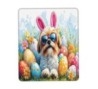 Gaming Mousepad, Happy Easter Day Shih Tzu Dog Puppy Dog Tappetino per Il Mouse da Gioco Lavabile Gaming Tappetino Mouse Personalizzato Tappetini per Il Mouse per Notebook Laptop 25X30Cm