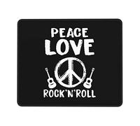 Gaming Mousepad, Peace Love And Rock And Roll Guitar Tappetino per Mouse Personalizzato Tappetini per Il Mouse Antisfilacciamento Tappetino Mouse Gaming per Laptop Computer 25X30Cm