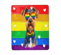 Gaming Mousepad, Rainbow LGBTQ Pride Love Is Love Airedale Dog Tappetino Mouse Personalizzato Tappetini per Il Mouse da Gioco Antisfilacciamento Tappetino Mouse Gaming 25X30Cm