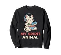 Gaming My Spirit Animal Kawaii Cat Ramen Funny Gamer Cat Felpa