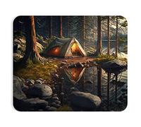 Gaming Tappetino Mouse, Camping Tent Camp Outdoors Lake Trees Tappetino Mouse Pad Ergonomico Mouse Pad Antisfilacciamento Gaming Mousepad per Gaming Notebook 25X30Cm
