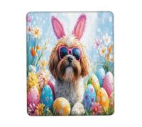 Gaming Tappetino Mouse, Happy Easter Day Lhasa Apso Dog Puppy Dog Tappetino Mouse Antisfilacciamento Tappetini per Il Mouse da Gioco Pratica Tappetino Mouse Gaming per Gaming Laptop 25X30Cm