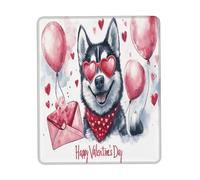 Gaming Tappetino Mouse, Happy Loves Day Husky Dog Puppy Dog Tampone per Mouse Confortevole Tappetino per Il Mouse da Gioco Ergonomico Mousepad per Computer Pc 25X30Cm