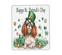Gaming Tappetino Mouse, Happy St. Patrick's Day Cavalier King Charles Spaniel Dog Puppy Dog Gaming Mousepad Antipolvere Tampone per Mouse Antisfilacciamento Tappetino Mouse Gaming 25X30Cm