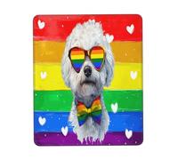 Gaming Tappetino Mouse, Rainbow LGBTQ Pride Love Is Love Bichon Dog Tappetino per Mouse Antisfilacciamento Tappetino Mouse Multifunzionale Tappetini per Il Mouse per Gaming Casa 25X30Cm