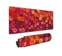 Gaming Tappetino Mouse XXL 1400x700mm Mouse Pad XXL, Grande Fiore rosso Tappetino per Mouse Gaming, con Bordi Cuciti e Base in Gomma Antiscivolo, Migliora la Velocità, per Gioco, PC, Ufficio T10049