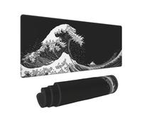 Gaming Tappetino Mouse XXL 1600x800mm Mouse Pad XXL, Grande Onda bianca Tappetino per Mouse Gaming, con Bordi Cuciti e Base in Gomma Antiscivolo, Migliora la Velocità, per Gioco, PC, Ufficio T9785