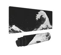 Gaming Tappetino Mouse XXL 600x300mm Mouse Pad XXL, Grande Onda bianca Tappetino per Mouse Gaming, con Bordi Cuciti e Base in Gomma Antiscivolo, Migliora la Velocità, per Gioco, PC, Ufficio T9807