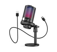 Gaming USB Microphone with Bracket Computer Desktop Mic RGB Game Conversation Voice Recording Condenser Microphone