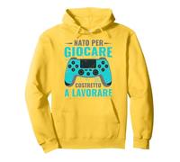 Gaming Videogiocatore Controller Nato per Giocare Felpa con Cappuccio, Unisex per Adulti, Limone, L