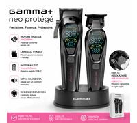 GAMM Kit Clipper e Trimmer Professionale Uomo Neo Protégé | Tagliacapelli e Rifinitore per Sfumature e Contorni Precisi | Lame DLC Zero Gap | Display LED | Ricaricabile con USB-C | Autonomia 120 Min
