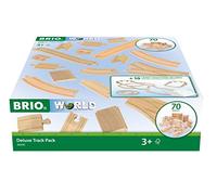 Gamma ferroviaria BRIO World 36030 Deluxe - set da 70 pezzi con binari, interruttori e pilastri da ponte per giochi creativi sulla ferrovia - Include volantini con varie opzioni di percorso