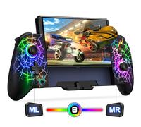 Gammeefy Controller per interruttore effetto Hall per Nintendo Switch/OLED, controller wireless con 9 luci colorate, joypad interruttore monopezzo per coloro che preferiscono la modalità portatile