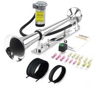 GAMPRO Clacson ad aria da 12 V, 150 dB, 45,7 cm, in zinco cromato, con staffa, per qualsiasi veicolo da 12 V, camion, treni, barche, auto