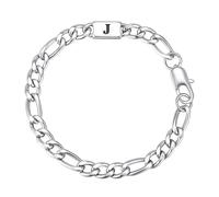Gamtic Bracciale da uomo iniziale in argento - acciaio inossidabile - catena bracciale con lettere A - Z bracciale uomo iniziale regalo di compleanno per papà marito figlio festa del papà, Media