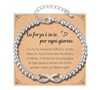 Gamtic Bracciale Donna Lei Infinito Regalo - Braccialetto di Perline Zircone Regali Di Compleanno Natale Valentina Amore Gioiello Braccialetti Ispirante per Ragazze Figlie Amica