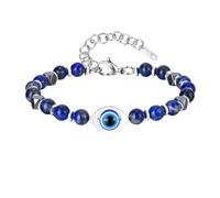 Gamtic Bracciale Occhio Malocchio Uomo - Idea Ragazzo Regali per Compleanno Comunione Pasqua Pietra Naturale Blu Braccialetto Occhio Turco della Portafortuna Amuleto Protettivo Contro Il Male