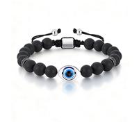 Gamtic Bracciale Occhio Malocchio Uomo Regalo - Nero Regolabile Idea Regalo per Ragazzo per Compleanno Comunione Pasqua Braccialetto Occhio Turco della Portafortuna Amuleto Protettivo Contro Il Male