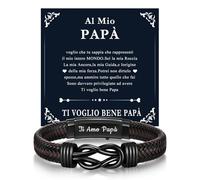 Gamtic Bracciale Papà Uomo di Cuoio Ti Amo - Regalo per Lui Papi Padre Uomo Regolabile in Pelle Bracciale Intrecciata Fatta a Mano Idea Regali per Festa del Papà Compleanno Natale e (Al Mio Papà)