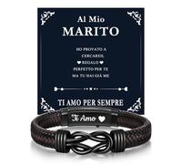 Gamtic Bracciale Uomo di Cuoio Ti Amo Regali - Regalo per Lui Marito Uomo Adjustable in Pelle Bracciale Intrecciata Fatta a Mano Idea per Compleanno Natale Matrimonio e Anniversario
