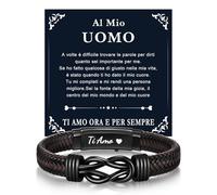 Gamtic Bracciale Uomo di Cuoio Ti Amo - Regalo per Lui Marito Uomo Adjustable in Pelle Bracciale Intrecciata Fatta a Mano Idea per Compleanno Natale Matrimonio e Anniversario