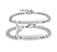 Gamtic Personalizza Bracciali Coppia Fidanzati - Lui e Lei Bracciale Acciaio 2 Pezzi Braccialetti Coordinati per Coppie Amante Bracciale a Cuore Magnetico Regali per Fidanzato Fidanzata