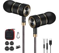 GAMURRY Cuffie con cavo Tipo-C, in-Ear Auricolari con Filo e Microfono, con cavi e pulsante, Cuffie con Filo Jack Cuffiette con Controllo del Volume Compatibili con Smartphone, Nero e Oro