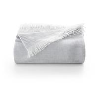 GAMUSI Copriletto multiuso per letto da 135/150 cm e divano. Plaid Foulard - Copridivano a 3 posti, morbido e traspirante, in cotone nido d'ape - 230 x 280 cm, grigio chiaro