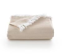 GAMUSI Copriletto multiuso per letto da 90/105 cm e divano. Plaid Foulard Copridivano 2 posti, morbido e traspirante, in cotone nido d'ape, 180 x 280 cm, beige