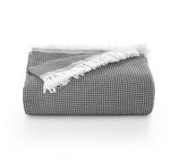 GAMUSI Copriletto multiuso per letto da 90/105 cm e divano. Plaid Foulard Copridivano 2 posti, morbido e traspirante, in cotone nido d'ape, 180 x 280 cm, nero