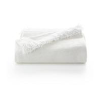 GAMUSI Copriletto multiuso per letto e divano, copriletto in morbida cotone, geometrico, 180 x 140 cm, colore naturale