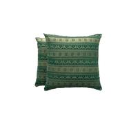 GAMUSI Set 2 federe per cuscini natalizi 45 x 45 - federe per cuscino decorative divano con cerniera jacquard filo lurex lucido traspirante e morbido nastro verde