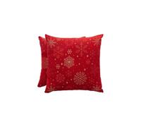 GAMUSI Set 2 federe per cuscino natale 45 x 45 - federe per cuscino decorative divano con cerniera jacquard filo lurex lucido traspirante e morbido scintilla rosso